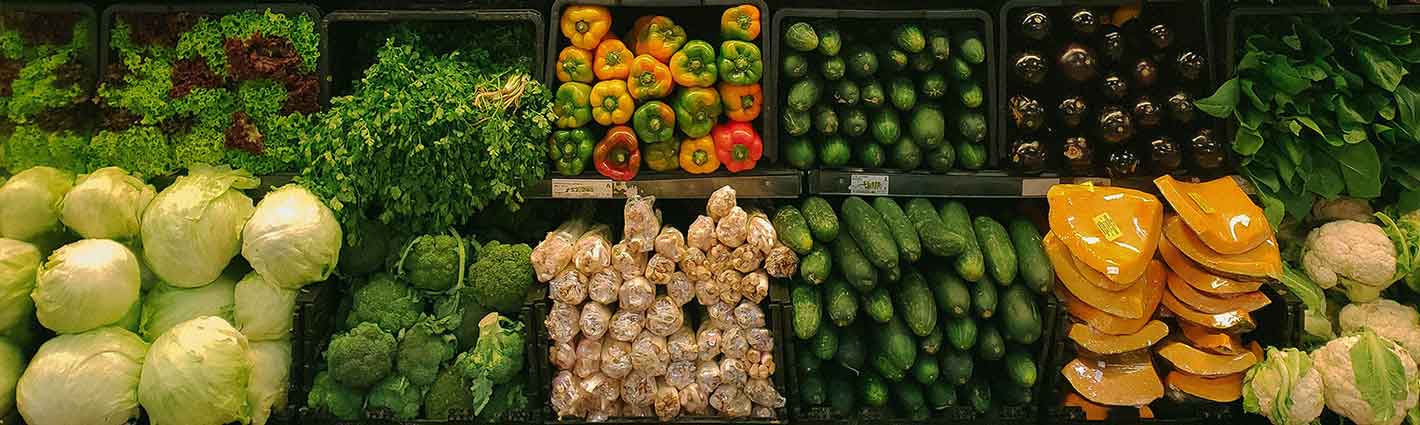 Fresh vegetables market display