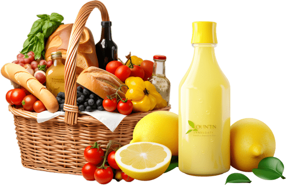 Product basket with groceries